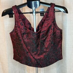 Gant Burgundy and Black Paisley Satin Cowl Camisole